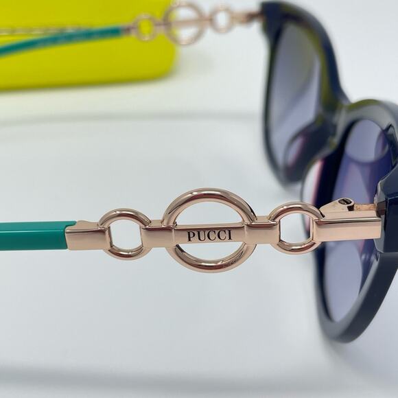 Emilio Pucci 💙 54mm Cat Eye Sunglasses SHINY BLUE/GRADIENT BLUE oversized retro - Picture 7 of 13